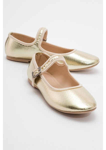 Kadın Tek Tokalı Babet Altın Yılan