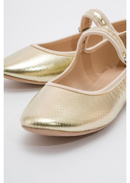 Kadın Tek Tokalı Babet Altın Yılan modelleri