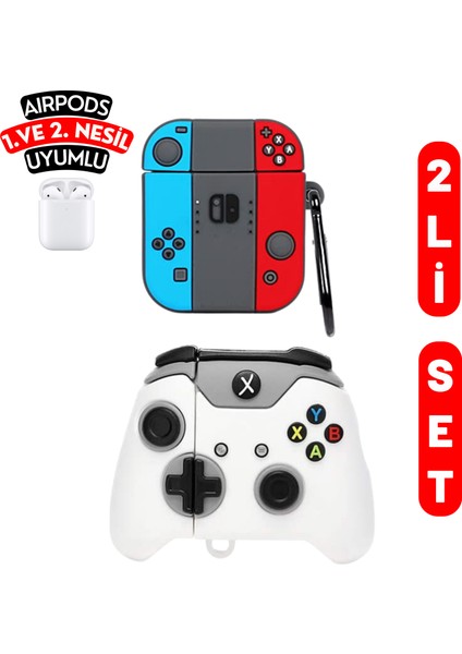 2'li Set - 1. ve 2. Nesil Uyumlu Nintendo ve Beyax Xbox Konsol Figürlü Kulaklık Kılıfı Seti