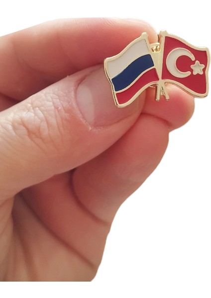 Renkli Rusya Türkiye Flamalı Gold Renk Metal Rozet 1 Adet fırsatları