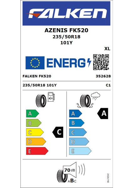 235/50 R18 101Y Xl Azenis Fk520 Suv Yaz Lastiği ( Üretim Yılı: 2024)