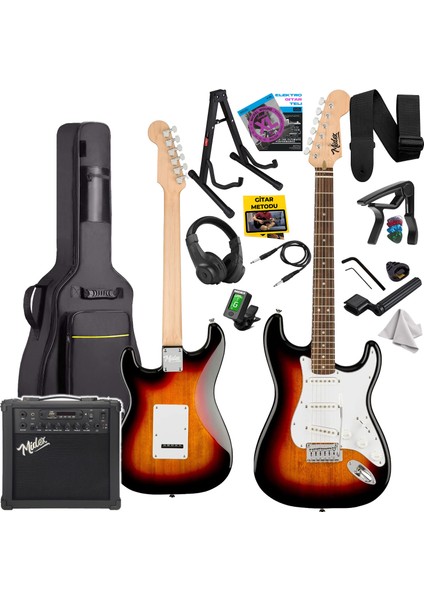 RPH-30SB-25AMP Gül Klavye SSS 25W Amfili Elektro Gitar Seti