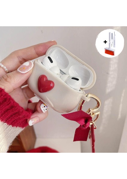 2'li Set - Pro Uyumlu Kalpli Kılıf ve 5 In 1 Kulaklık ve Bilgisayar Temizleme Kiti Ikili Seti