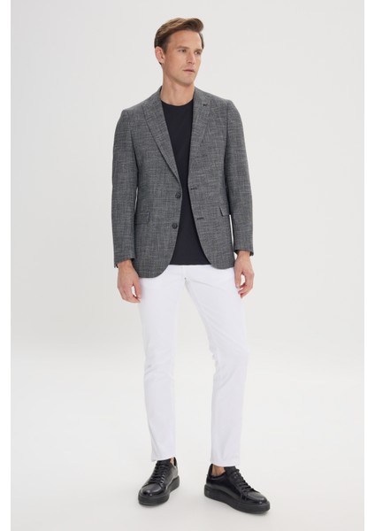 Regular Fit Rahat Kesim Kırlangıç Yaka Desenli Blazer Ceket fiyatları
