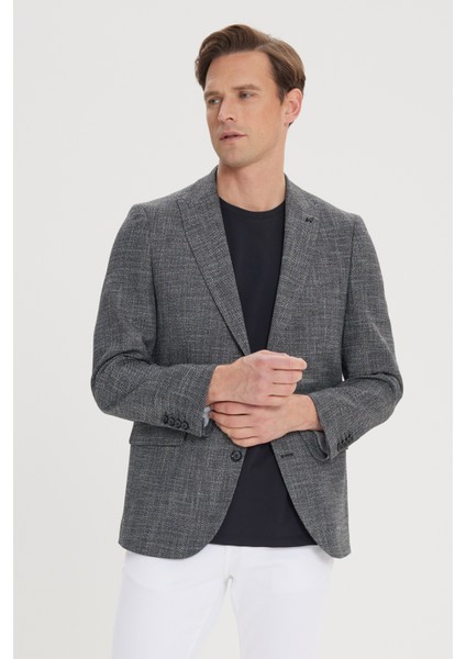 Regular Fit Rahat Kesim Kırlangıç Yaka Desenli Blazer Ceket modelleri