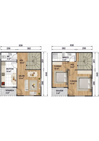 Ballife Prefabrik 82 M2 Standart Dubleks Prefabrik Konut