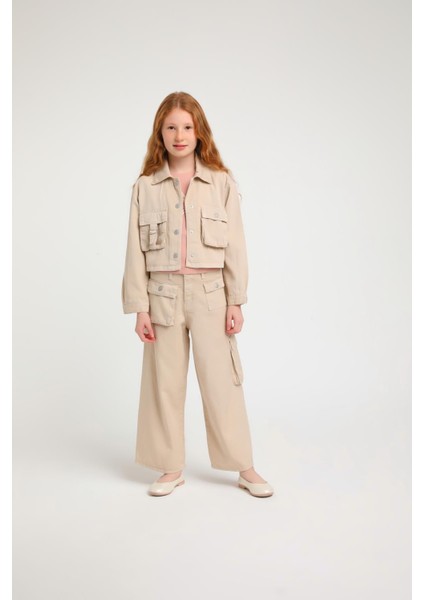 3'lü Pantolon Cep Detay Kız Çocuk Ceketli Takım fiyatları