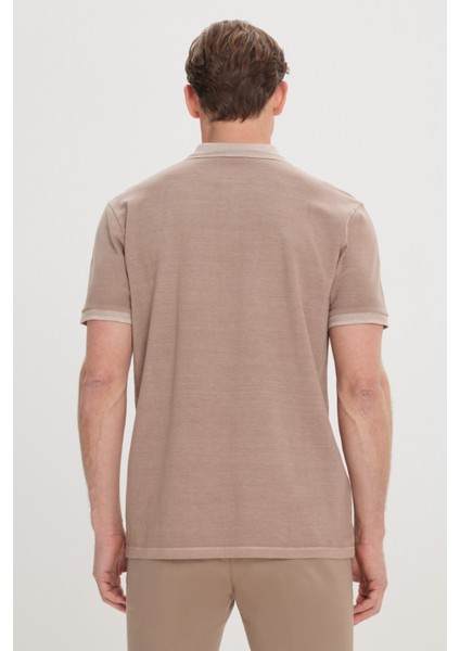 ALTINYILDIZ CLASSICS Erkek Koyu Bej Slim Fit Dar Kesim %100 Pamuk Baskılı Polo Yaka Tişört fırsatları