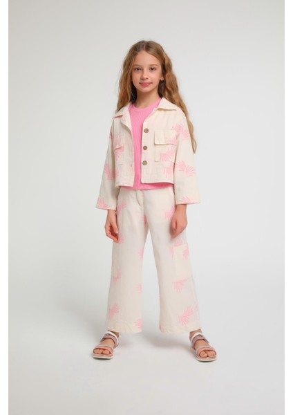 3'lü Cep Detay Kız Çocuk Ceketli Takım
