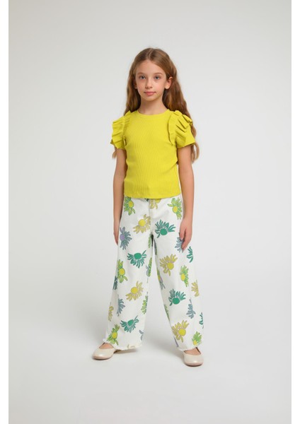 3'lü Geniş Paça Pantolon Kız Çocuk Ceketli Takım fiyatları