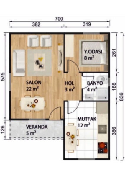 Ballife Prefabrik 54 M2 Standart Prefabrik Konut