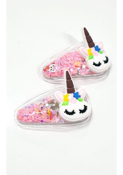 Unicorn Içi Pullu Çıtçıtlı Kız Çocuk Tokası