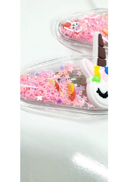 Unicorn Içi Pullu Çıtçıtlı Kız Çocuk Tokası