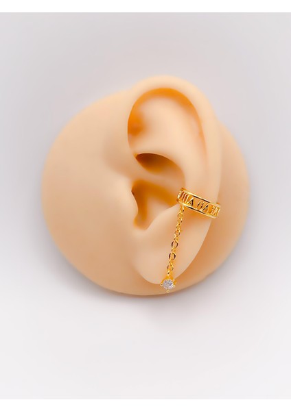 Kıkırdak Küpe Zirkon Tek Taşlı Sallantılı Earcuff (1 Adet)