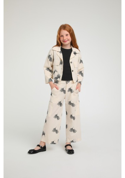 3'lü Cep Detay Kız Çocuk Ceketli Takım