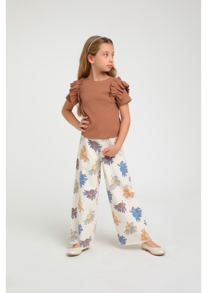 3'lü Geniş Paça Pantolon Kız Çocuk Ceketli Takım fiyatları