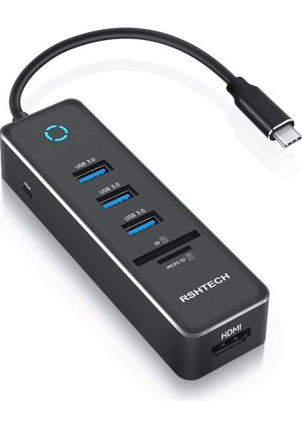 Macbook Ipad Uyumlu Alüminyum Typec 7 In 1 Hub 4K 60HZ Hdmı 3 USB 3.0 Pd 100W Sd/tf Kart