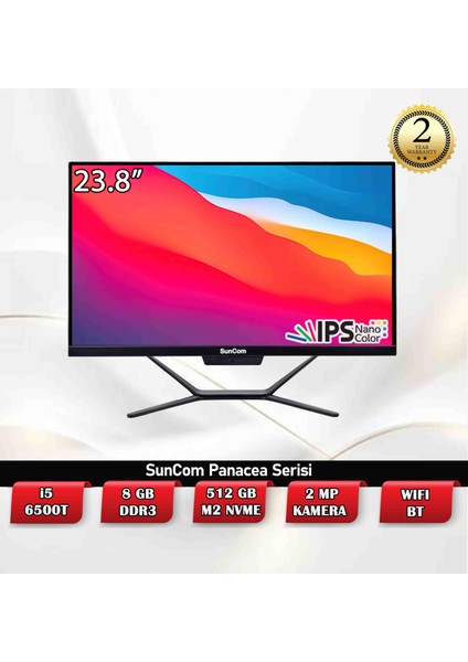 Panacea SCA-565085M23 I5-6500T 8gb 512GB M2 SSD O/b 23.8" IPS Siyah Dos All In One Pc