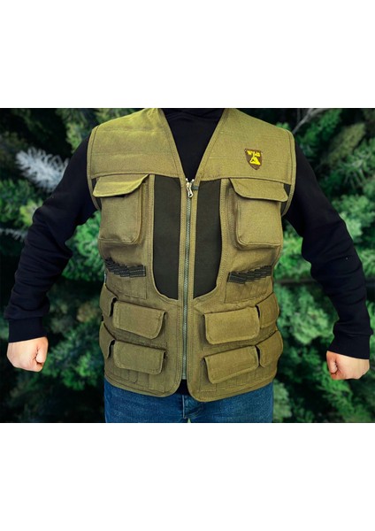 Avcı Yeleği Kalın Kumaş Haki