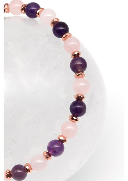 Ametist - Pembe Kuvars - Hematit Doğal Taş Makrome Örme Bileklik Küre Kesim fiyatları