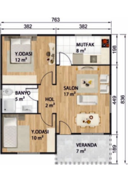 Ballife Prefabrik 61 M2 Standart Prefabrik Konut indirimleri