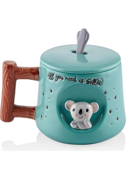 The Mia Koala Kapaklı ve Kaşıklı Kupa 370 ml