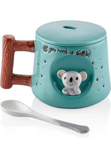 The Mia Koala Kapaklı ve Kaşıklı Kupa 370 ml