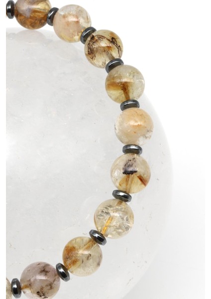 Sitrin - Hematit Doğal Taş Makrome Örme Bileklik Küre Kesim fiyatları