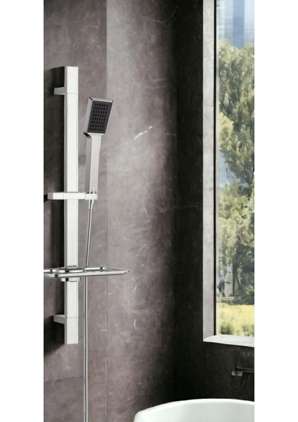 Arya Kare Borulu Hareketli Sürgülü Duş Seti Üst Takımı