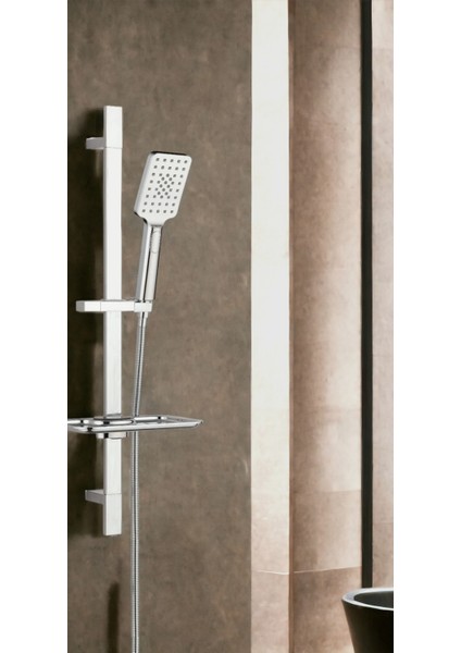 Belen Kare Borulu Hareketli Sürgülü Duş Seti Üst Takımı