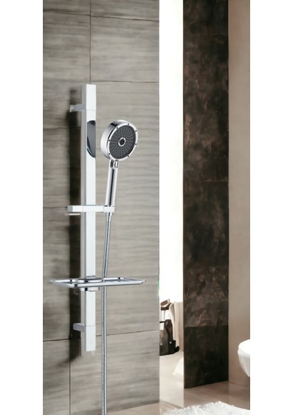 Kağan Kare Borulu Hareketli Sürgülü Duş Seti Üst Takımı