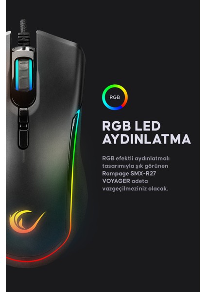 Smx-R27 Voyager Usb Rgb Işıklı Makrolu 7200 Dpi Gaming Oyuncu Mouse