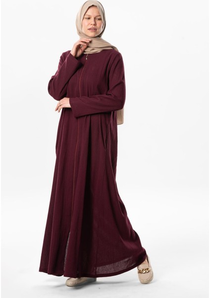 Hicran Şile Bezi Fermuarlı Mevsimlik ve Yazlık Ferace Mürdüm Mrd fırsatları