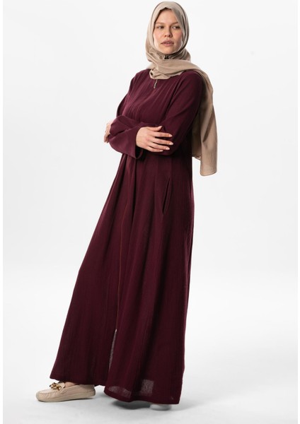 Hicran Şile Bezi Fermuarlı Mevsimlik ve Yazlık Ferace Mürdüm Mrd indirimleri