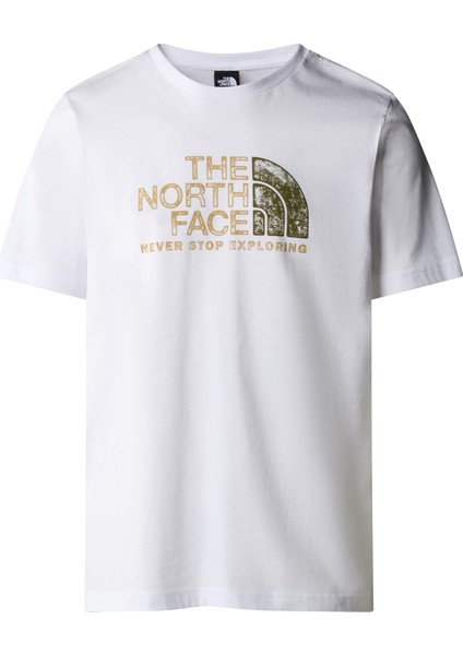 The North Face M S/s Rust 2 Tee Erkek Beyaz Tshirt NF0A87NWFN41