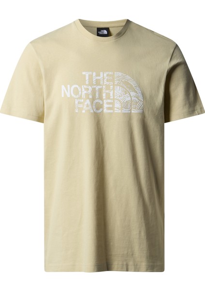 The North Face M S/s Woodcut Dome Tee Erkek Bej Tshirt NF0A87NX3X41