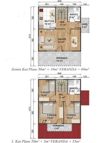 Ballife Prefabrik  124 M2 Standart Dubleks Prefabrik Konut