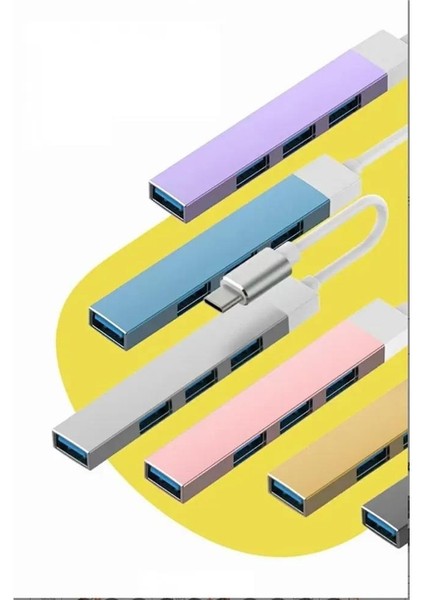 2226 Type-C To USB Hub 4 Port Çoklayıcı Macbook ile Uyumlu Çoğaltıcı Gold
