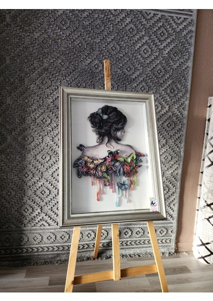 Kelebekli Kız Rölyef Tablo 35X50
