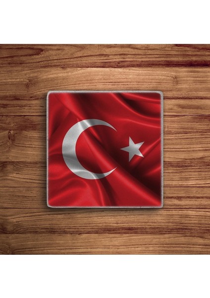 Şanlı Türk Bayrağı Baskılı Doğal Taş Traverten Bardak Altlığı 4 Lü Set modelleri