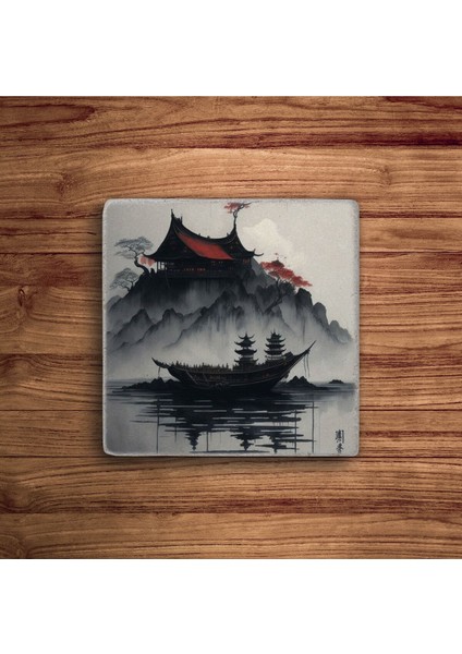 Japon Doğası ve Kiraz Çiçeği Stone Coasters Doğal Taş Traverten Bardak Altlığı 4 Lü Set fiyatları