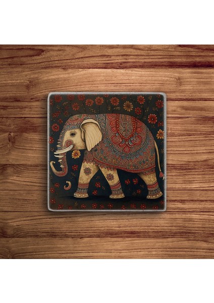 Indian Elephant Art Doğal Taş Traverten Bardak Altlığı 4 Lü Set fiyatları