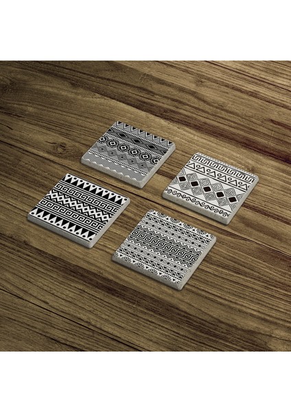 Greek Ornament, Moroccan Desen Doğal Taş Traverten Bardak Altlığı 4 Lü Set modelleri