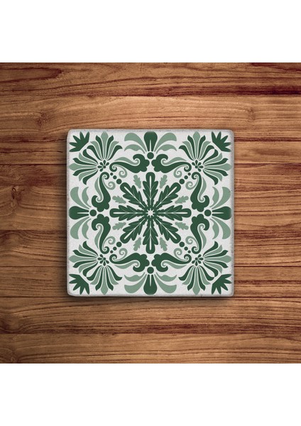 Yeşil Tile Desen, Mexican Talavera Doğal Taş Traverten Bardak Altlığı 4 Lü Set fiyatları