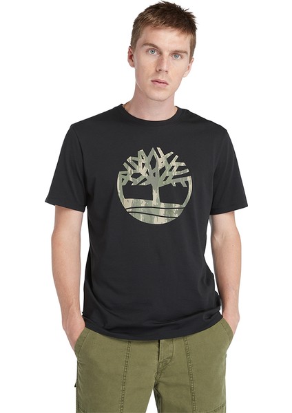 Camo Tree Logo Short Sleeve Tee Erkek Siyah Tshirt TB0A5UP30011