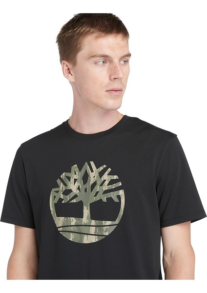 Camo Tree Logo Short Sleeve Tee Erkek Siyah Tshirt TB0A5UP30011