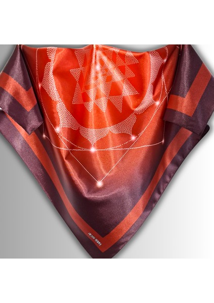 Hediyelik Kırmızı Fular Bandana Yeni Yıl Geometrik Yantra Desenli
