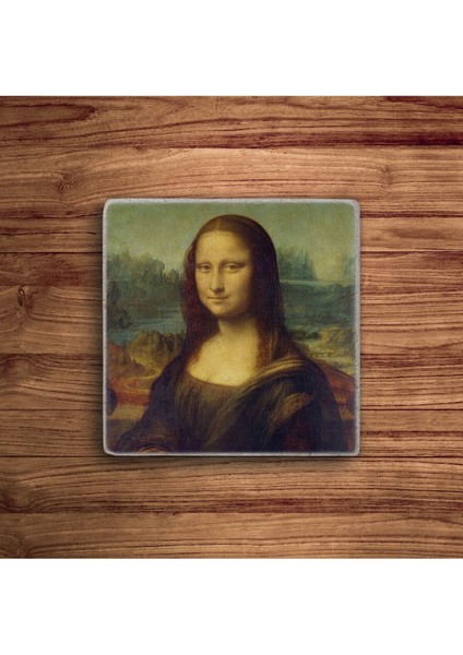 Mona Lisa, Leonardo Da Vinci Tabloları Doğal Taş Traverten Bardak Altlığı 4 Lü Set fiyatları