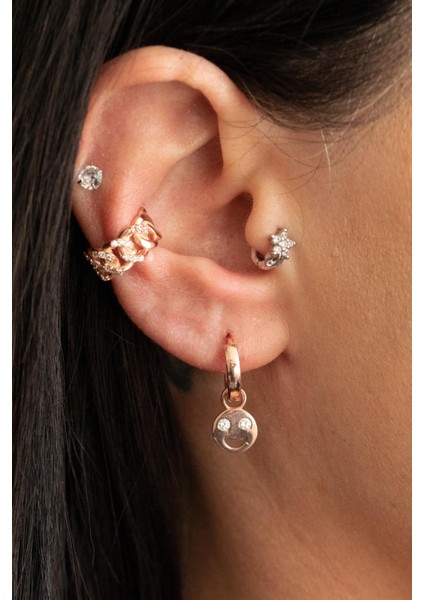 925 Ayar Gümüş Gülen Yüz Küpe modelleri