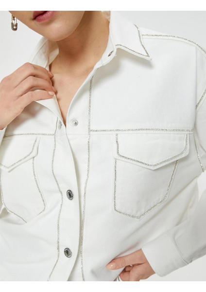 4Sal50011Md 001 Kırık Beyaz Kadın Denım Ceket modelleri